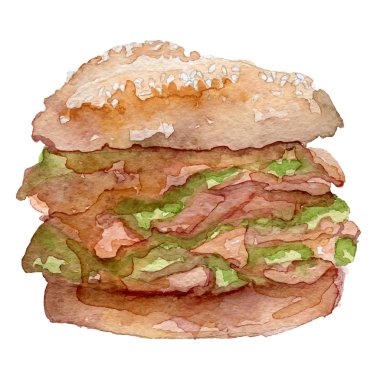 Watercolor burger- hand painted vector