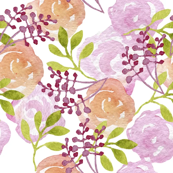 Watercolor floral pattern illustration — Stockvector