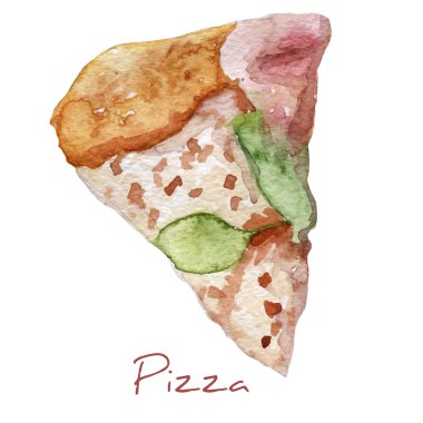 suluboya el çekilmiş pizza