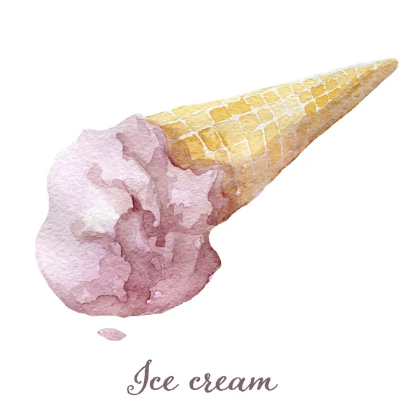 Crème glacée dessinée à la main aquarelle — Image vectorielle