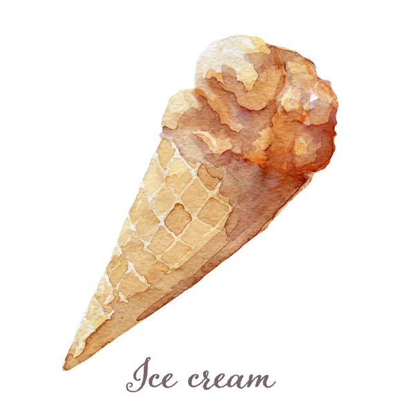 Crème glacée dessinée à la main aquarelle — Image vectorielle