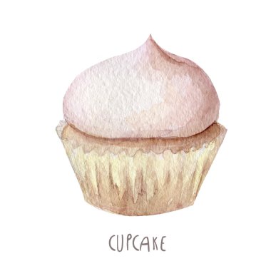 suluboya el çekilmiş cupcake
