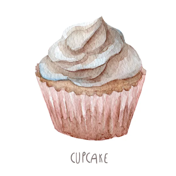 Akvarell hand dras cupcake — Stockfoto