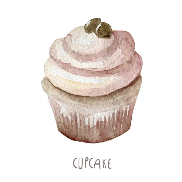 Aquarell handgezeichneter Cupcake — Stockfoto