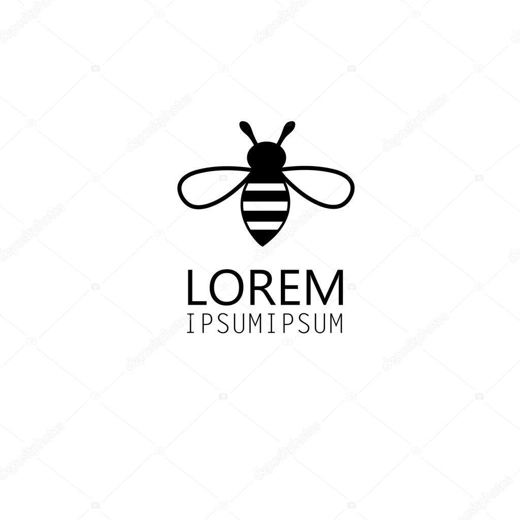 Vector graphics icon bee isolated on white background
