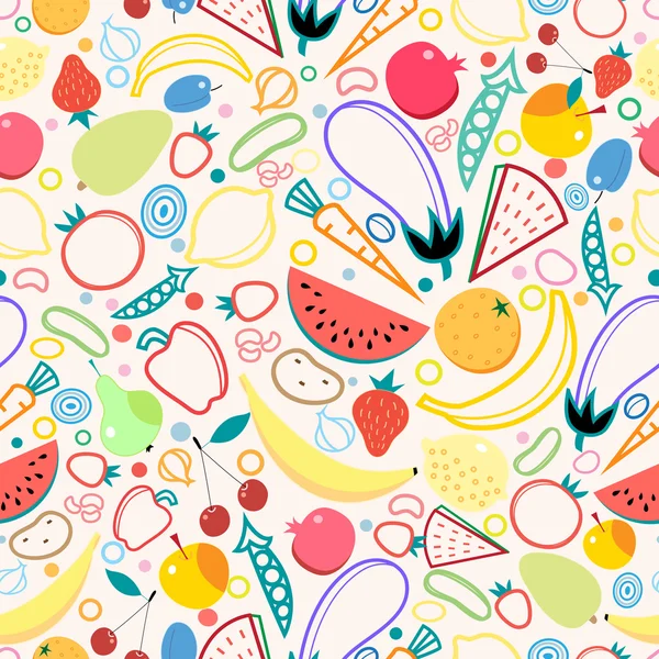 Seamless pattern fruits and vegetables Stock Illustration