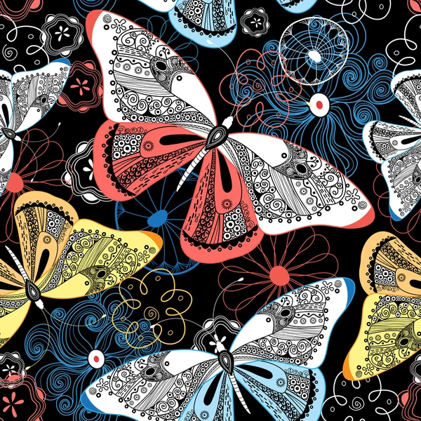 Graphic pattern fancy butterflies — Stock Vector