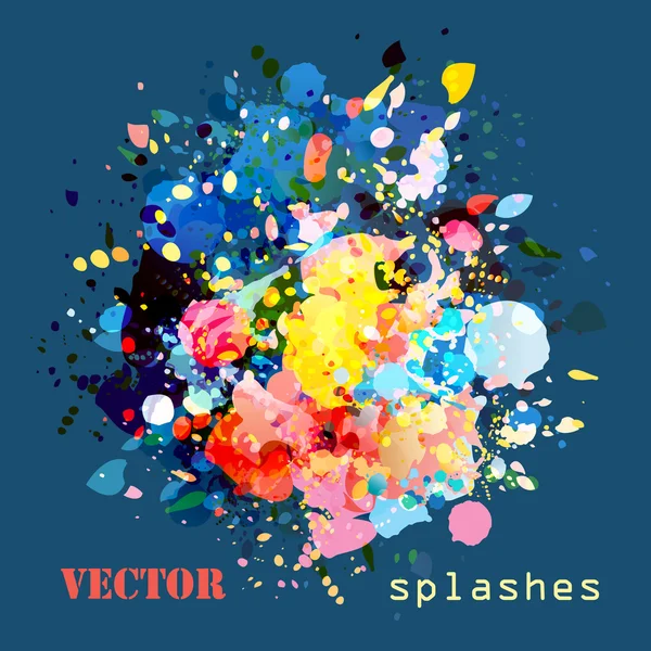 Splashes colorful paints — Stock Vector