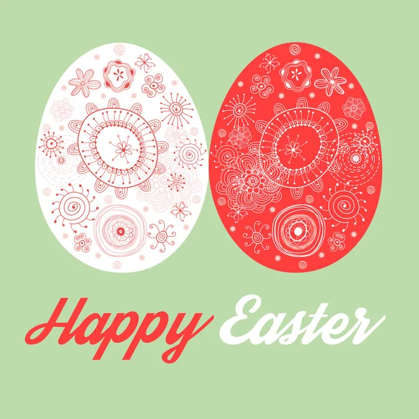 Biglietto di auguri con uova di Pasqua dipinte — Vettoriale Stock