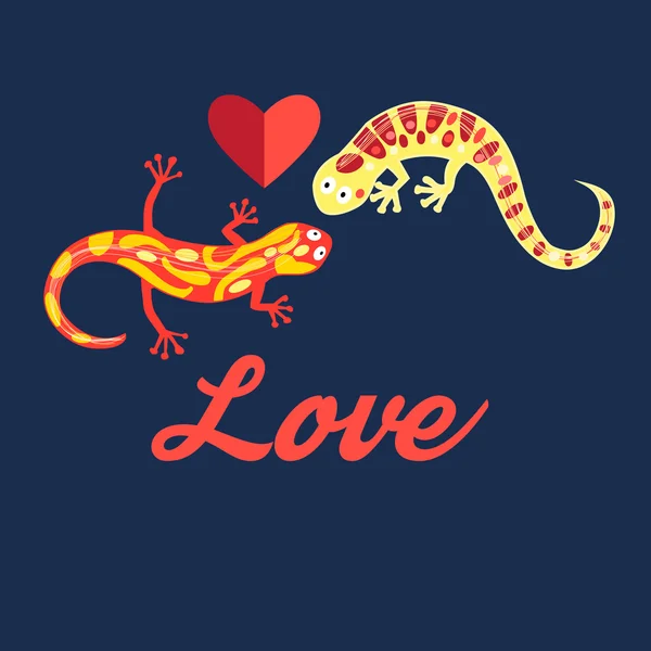 Gráfico belos amantes salamandras —  Vetores de Stock