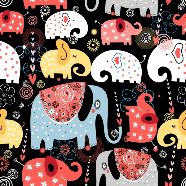 Patrón de elefantes coloridos — Archivo Imágenes Vectoriales