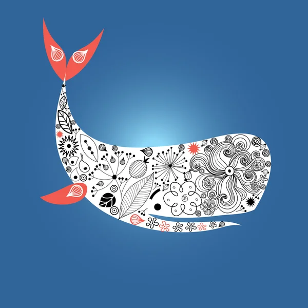 Grande baleine ornementale — Image vectorielle