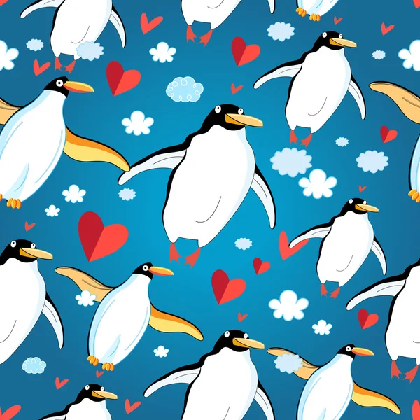 Graphic pattern of penguin lovers — Stock Vector