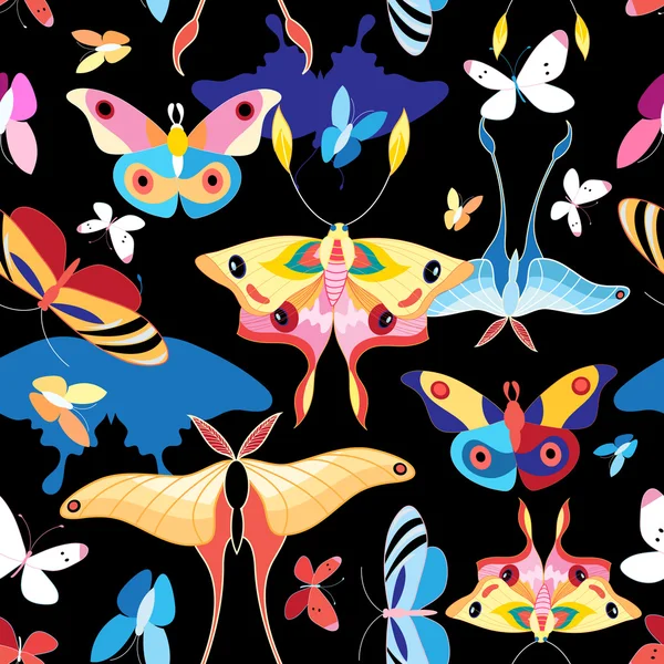 色とりどりの蝶をパターンします。 — ストックベクタ