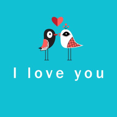 Vektör çizim kuşlar aşk ile