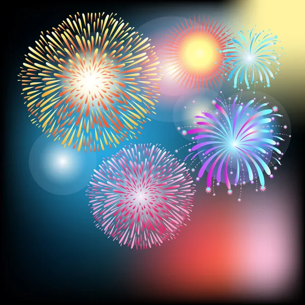 Cool colorful fireworks — Stock Vector