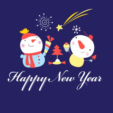 Noel kartı ile kardan adam 
