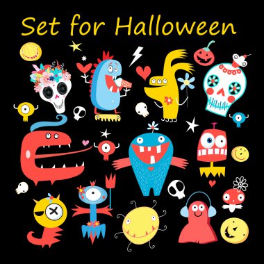 Canavarlar set vektör renkli