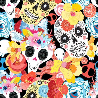 Serin desen komik kafatasları