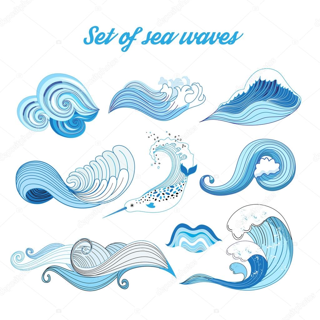 Set vector sea waves