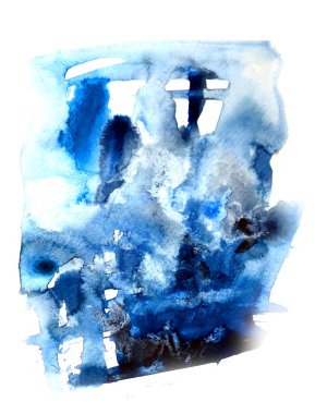 Beyaz bir çarşafta soyut bir Suluboya resmi. Bir tasarım veya iç tasarım için bir örnek