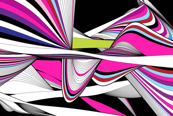 Fondo Vectorial Lineal Abstracto Con Ondas Rayas Sobre Fondo Oscuro — Vector de stock