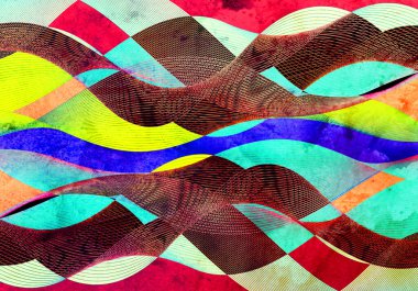 Geçmişinde farklı geometrik elementlere sahip soyut suluboya arkaplan.