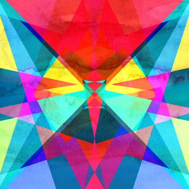 Geometrik nesnelerle farklı şekillerde suluboya retro arkaplan