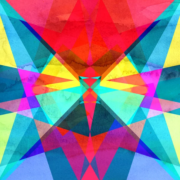 不同形状的几何物体的彩色水彩画背景图 — 图库照片
