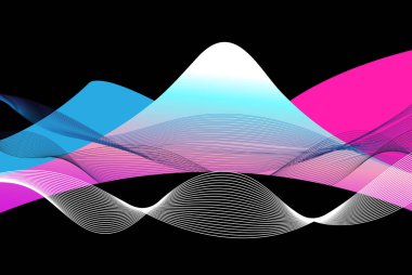 Dağların ve dalgaların parlak illüstrasyonunu temsil et