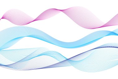 Beyaz zemin üzerinde mavi dalga çizgilerinin canlı bir çizimi. Doğrusal dalga tasarımı örneği