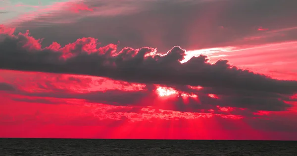 Foto Belo Pôr Sol Mar Fundo Mar Para Viajar — Fotografia de Stock