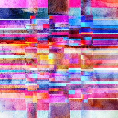 Geometrik nesnelerle suluboya parlak soyut arkaplan. Poster ya da web sitesi tasarımı için soyut şablon.