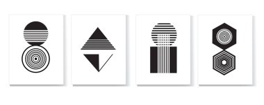 Modern geometrik şekil ve kalıpların soyut vektör kümesi. Web sitesi tasarımı ve reklamcılığı örnekleri.