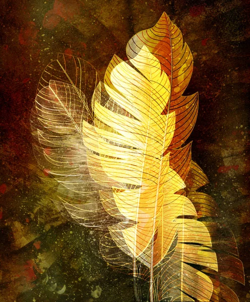 Tropical Autumn Watercolor Leaves Dark Background Design Template Poster Site — Stock Photo, Image