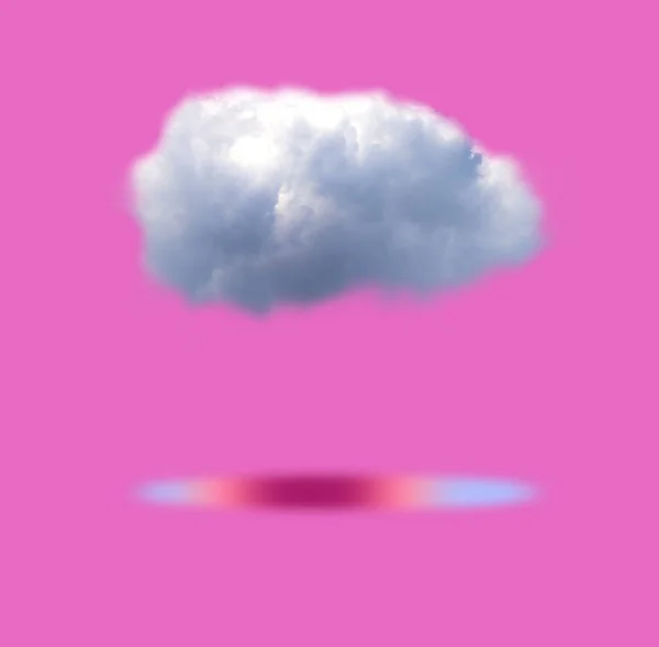 Foto Retro Una Hermosa Nube Blanca Aislada Sobre Fondo Rosa — Foto de Stock