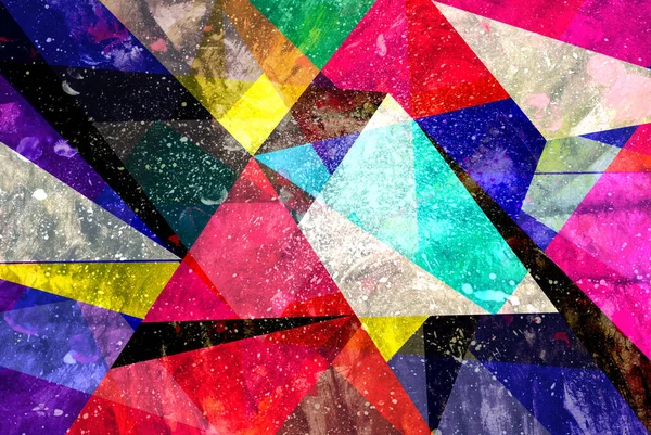 Abstrait Fond Multicolore Aquarelle Avec Des Objets Géométriques Des Formes — Photo