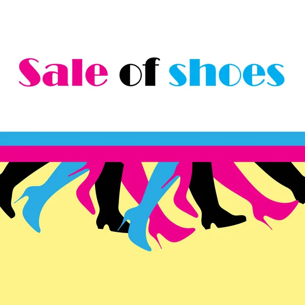 Verkauf Illustration Von Schuhen Auf Einem Farbigen Hintergrund Verkauf Von — Stockvektor