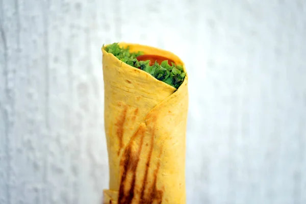 Foto Objeto Verduras Pollo Sándwich Saludable Café Shawarma Aislado Con —  Fotos de Stock