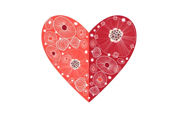 Coração Ornamental Vetorial Isolado Sobre Fundo Branco Cartão Valentim Para —  Vetores de Stock