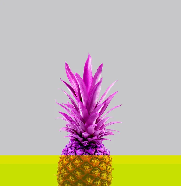 Photo Pop Art Couleur Ananas Sur Fond Rétro Exemple Conception — Photo