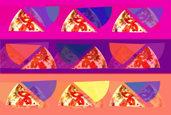 Foto Hintergrund Pop Art Verschiedene Pizza Plakat Für Die Werbung — Stockfoto
