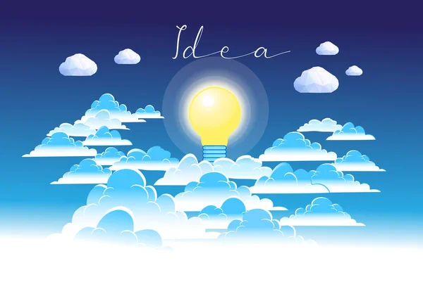 Illustration Idea Light Bulb Clouds Sky Example Rational Idea Light — Stock Vector