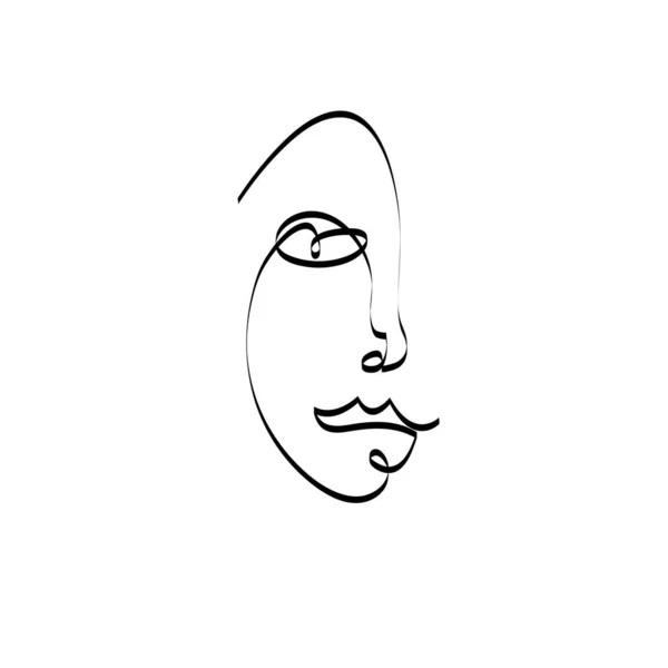 Непрерывная Линия Женского Портрета Изображена Абстрактном Фоне Свободными Формами Творческая — стоковый вектор