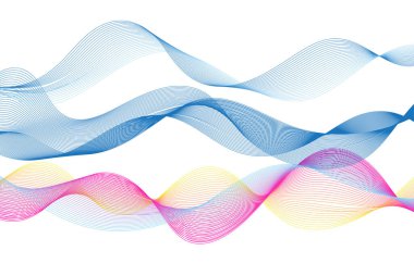 Beyaz arka planda soyut parlak dalga çizgileri. Bir web sitesi veya dergi için dalga tasarımı örneği