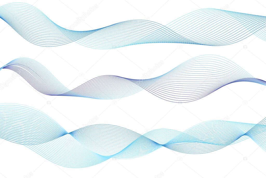 Abstract bright colored wave lines on a white background. Example of wave design for a website or magazine