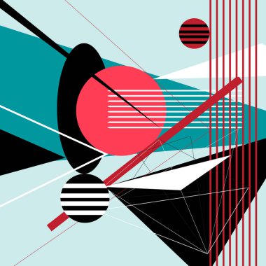 Geometrik nesnelerin soyut çok renkli arkaplanı