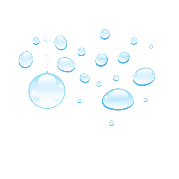 Blue water drops vector isolated on white background. Water drop design for design