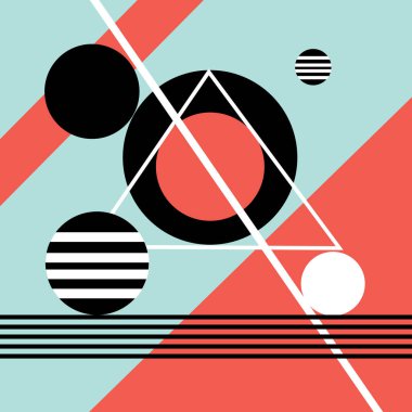 Retro arka planda farklı geometrik elementlere sahip soyut vektör arkaplanı.