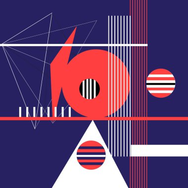 Geometrik nesnelerin soyut çok renkli arkaplanı